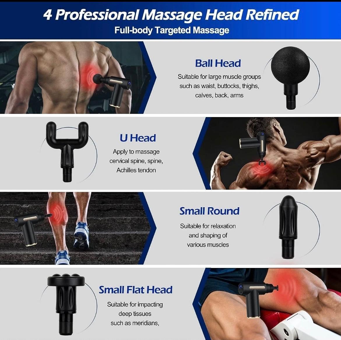 Deep Tissue Mini Massage Gun With 6 Speed Digital Display & 4 Professional Interchangeable Heads - Image 8