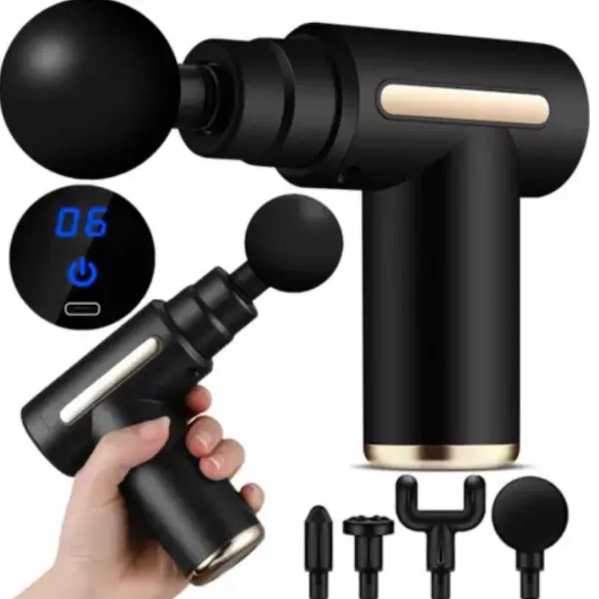 Deep Tissue Mini Massage Gun With 6 Speed Digital Display & 4 Professional Interchangeable Heads