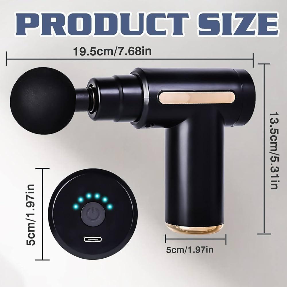 Deep Tissue Mini Massage Gun With 6 Speed Digital Display & 4 Professional Interchangeable Heads - Image 12