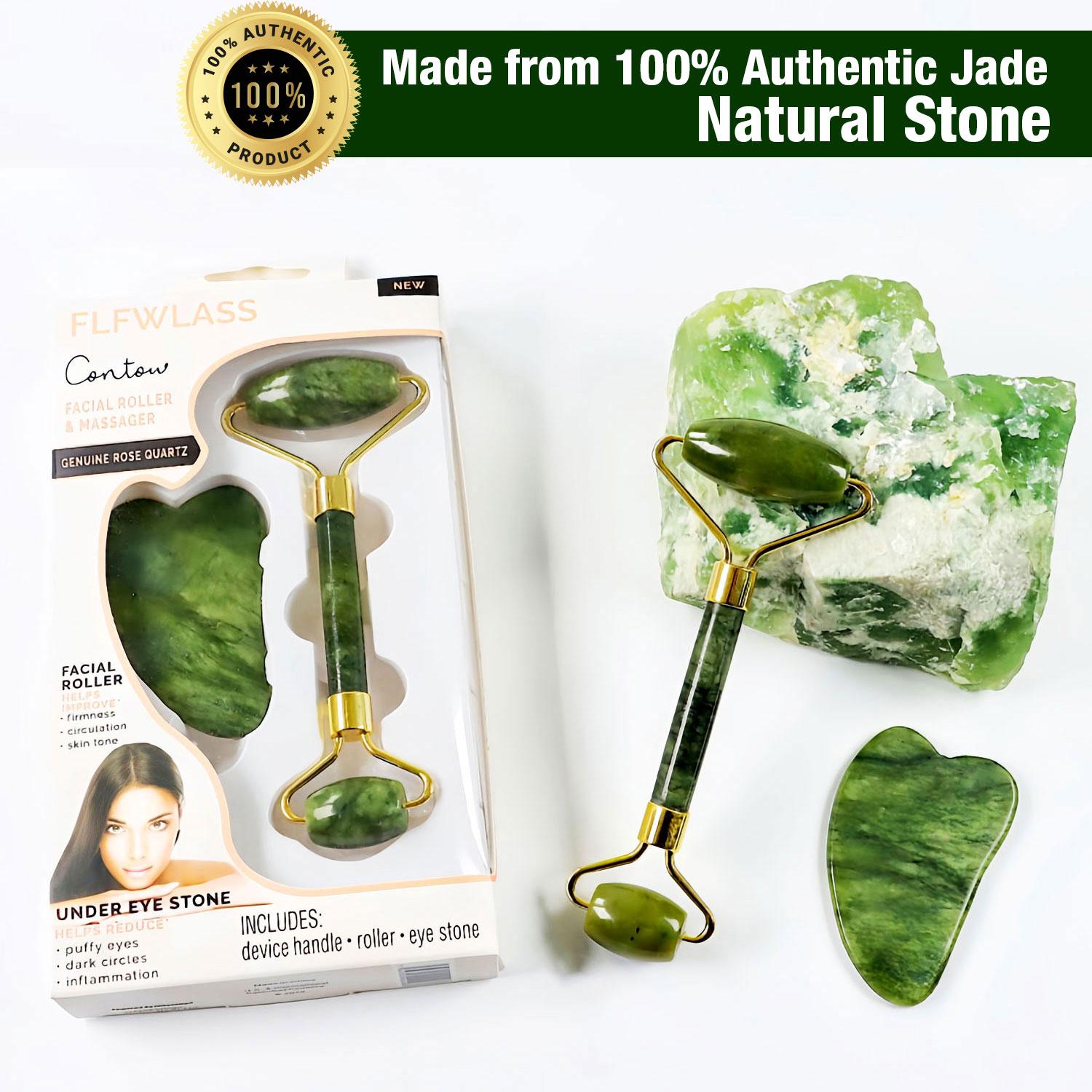 Natural Jade Facial Roller & Gua Sha Set - Image 2