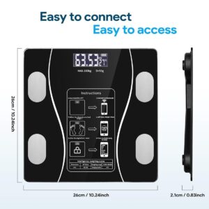 Smart Bluetooth Body Fat Scale with App - Digital Bathroom Weight Scale - Body Composition Analyser