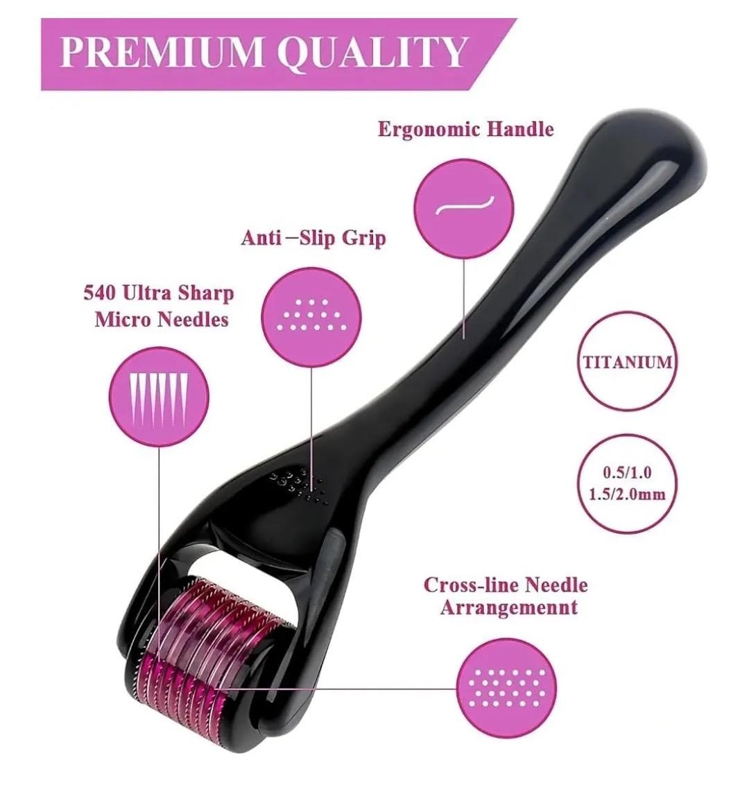 540 Titanium Microneedle Derma Roller With 2.5 mm Length Needles for Face, Beard & Hair - Image 3