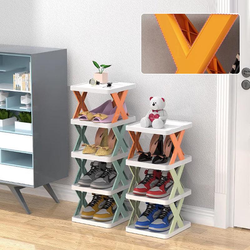 4 Tier Multi Purpose Shoe Rack Organiser - White with Orange X‑Frame Design - Image 11