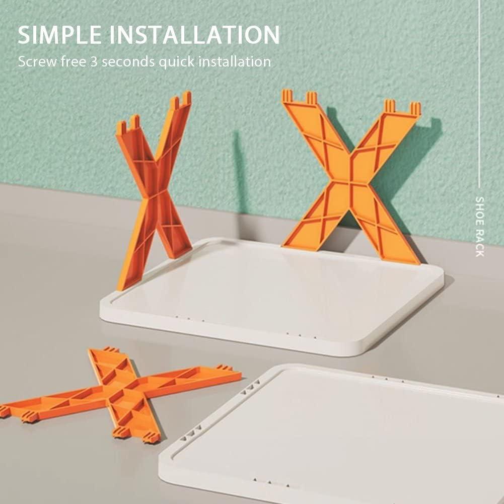 4 Tier Multi Purpose Shoe Rack Organiser - White with Orange X‑Frame Design - Image 8