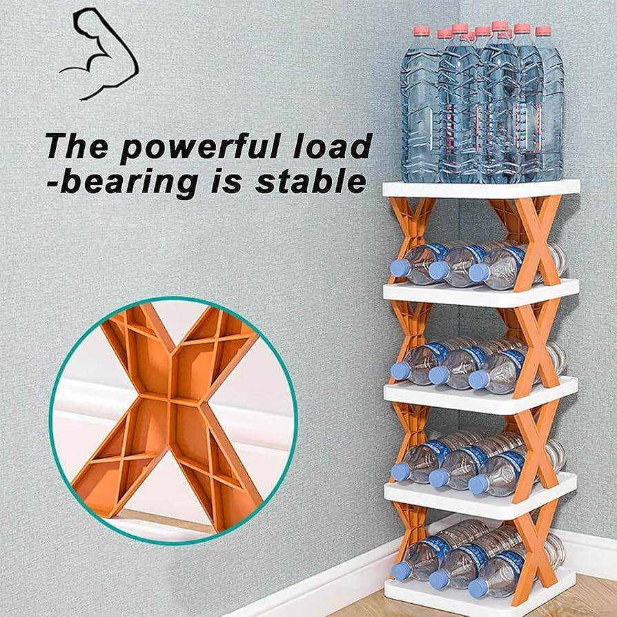 4 Tier Multi Purpose Shoe Rack Organiser - White with Orange X‑Frame Design - Image 14