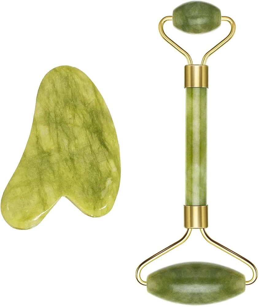 Natural Jade Facial Roller & Gua Sha Set